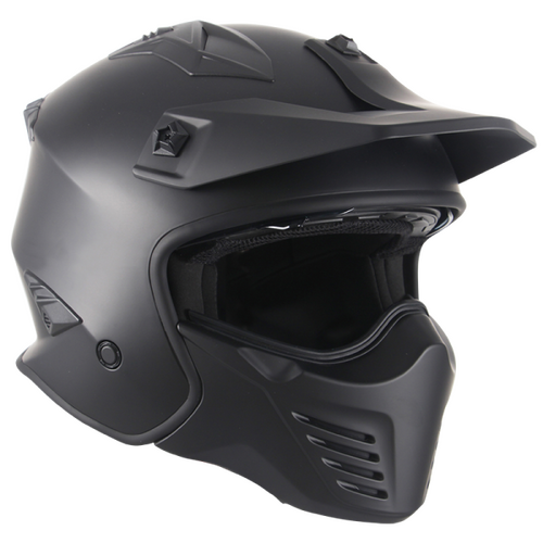 RXT Warrior II Motorcycle Helmet Matt Black Street Fighter Road Open Full Face