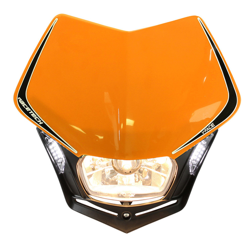 Racetech Universal V-Face Headlight With Led Orange 