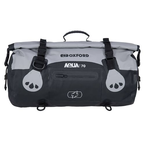 Oxford Aqua T70 Water Proof Motorcycle Roll Bag Black Grey