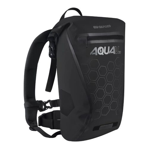 Oxford Aqua V20 Roll Top Water Proof Motorcycle BackPack Black