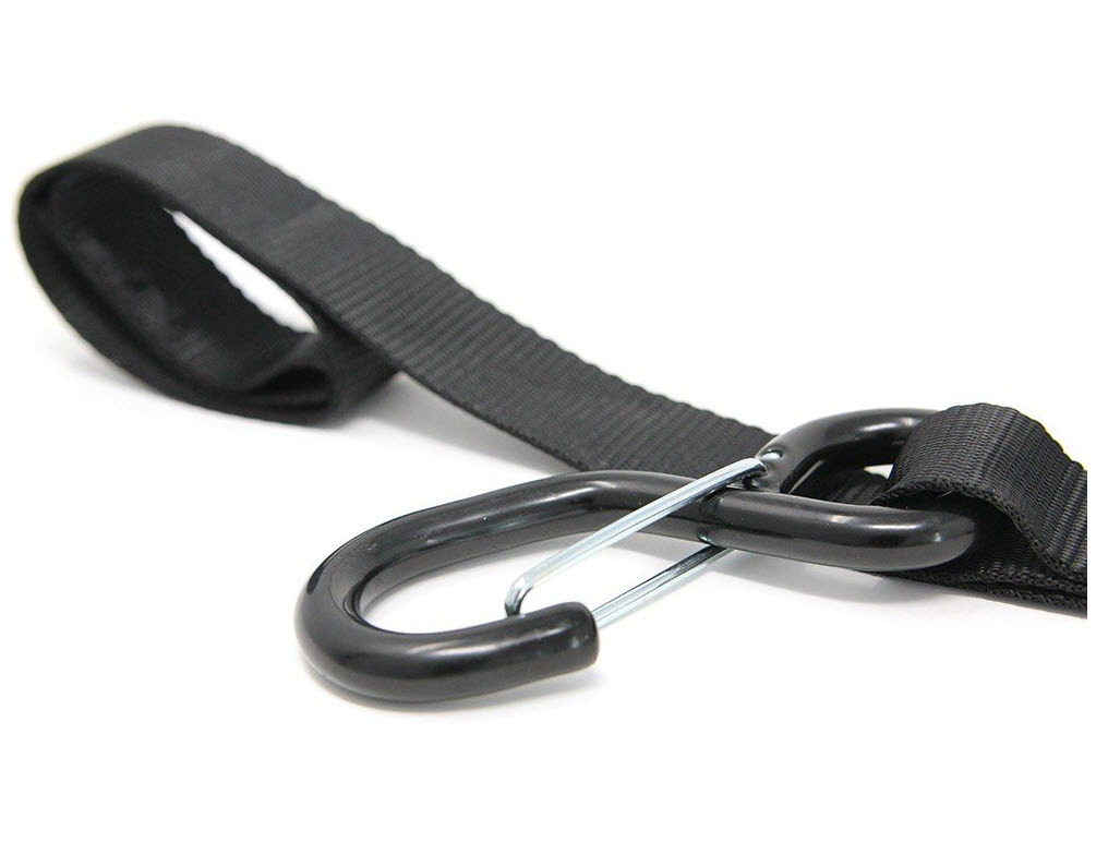 Heavy Duty Motorcycle Tie Downs Handlebar Loop Strap & Snap Hook Black