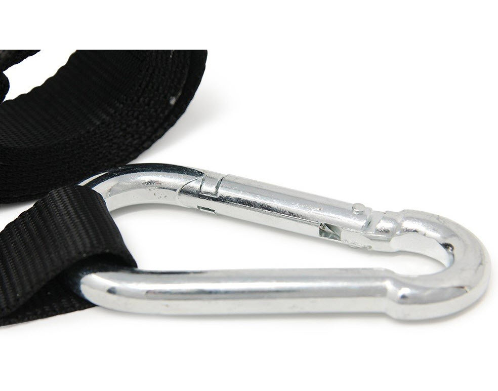 HEAVY DUTY MOTORCYCLE TIE DOWNS HANDLEBAR LOOP STRAP & SNAP HOOK BLACK