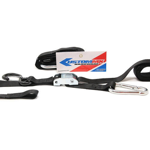 Heavy Duty Motorcycle Tie Downs Handlebar Loop Strap & Snap Hook Black