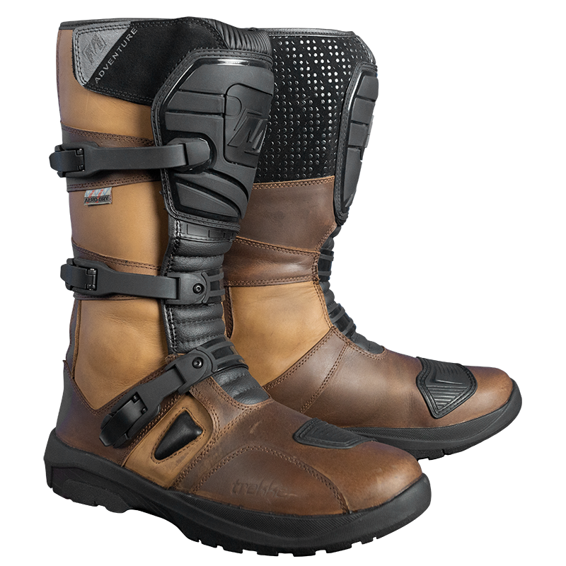 MotoDry Adventure Trekker motorcycle boots in black and brown