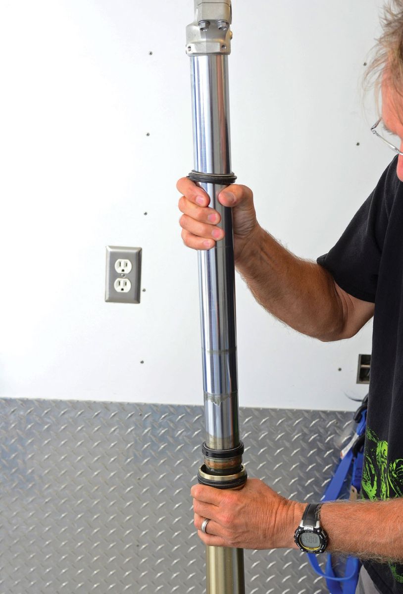 Separating the inner and outer tubes of an upside-down motorcycle fork