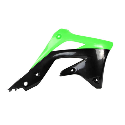 Kawasaki KX450F 2012-2015 Polisport Radiator Shrouds Pair Green/Black