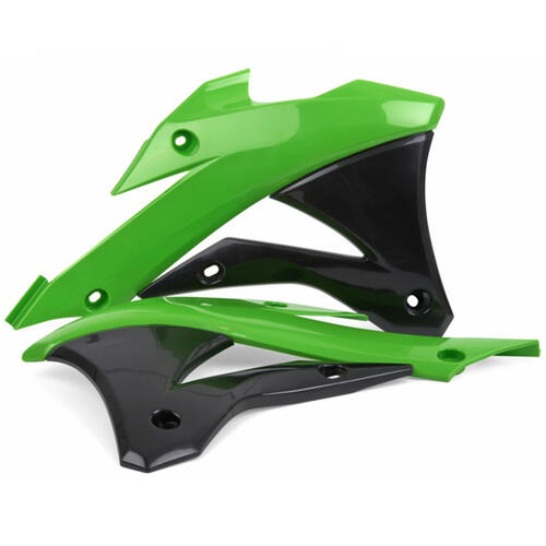 Kawasaki KX85 2014-2017 Polisport Radiator Shrouds Pair Green/Black