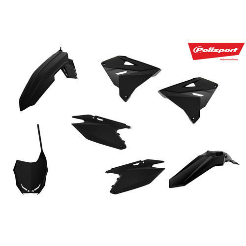 Suzuki RM125 2001-2008 Polisport Restyle Plastics Kit Black Inc Fenders & Shrouds