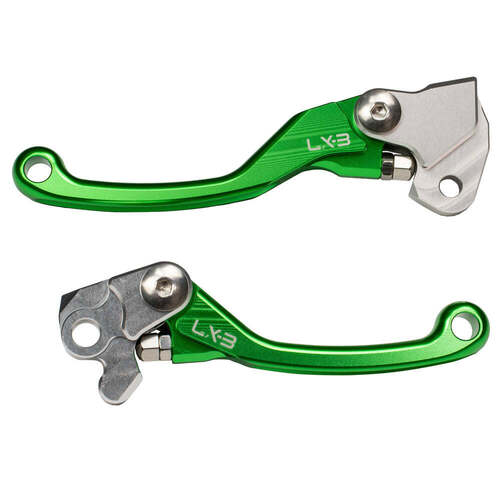 Kawasaki KX250F 2013-2020 Axiom LX-3 Flex Pivot MX Clutch & Brake Motorcycle Lever Set Green