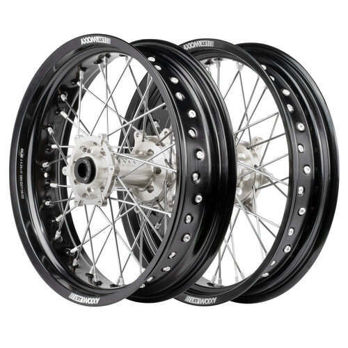 Yamaha YZ85LW BIG WHEEL 1993-2024 Axiom JNR MX Wheel Set 19x1.6/16x1.85 Black Rims Silver Hubs