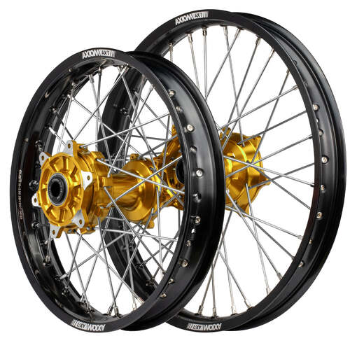 Fits Suzuki DR650RS 1990-1991 Axiom Adventure Cush Drive Wheel Set 21x1.85/18x2.50 Black Rims Gold Hubs