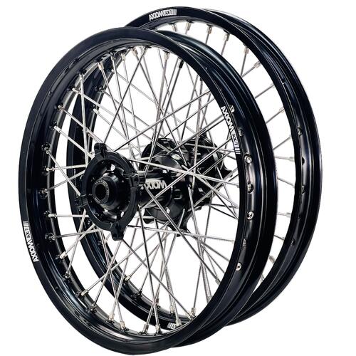 Honda CRF300L 2021-2026 Axiom Wheel Set 21/18 Black Rims Black Hubs Silver Nipples
