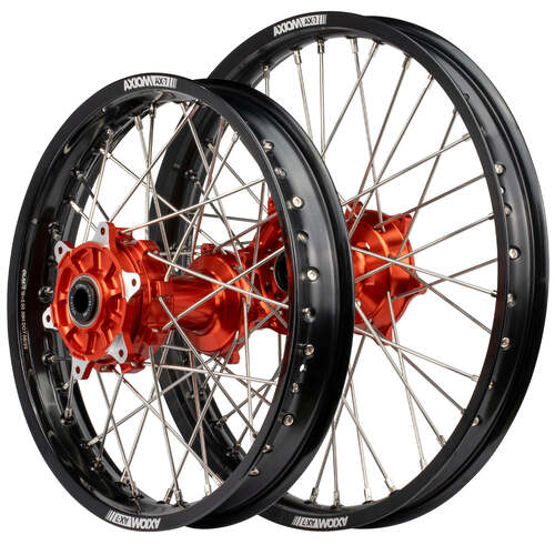 Gas-Gas ES 700 2021-2024 Axiom Cush Drive Enduro Wheel Set 21x1.6/18x2.15 Black Rims Orange Hubs 