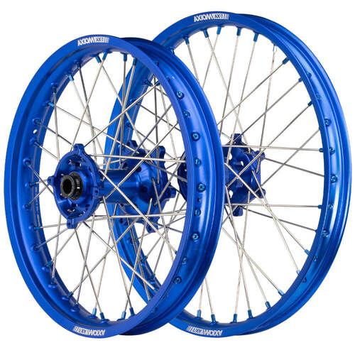 Yamaha YZ250 2008-2024 Axiom SNR MX Wheel Set 21x1.6/18x2.15 Blue Rims Blue Hubs Blue Nipples