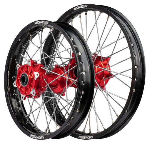 KTM 65 SX 2014-2023 Axiom JNR MX Wheel Set Pair 12/10x1.6 Black Rims Red Hubs