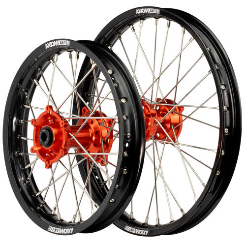 Gas-Gas MC 85 (SW) 2025 Axiom Wheel Set Wheels Pair 17/14 Black Rims Orange Hubs