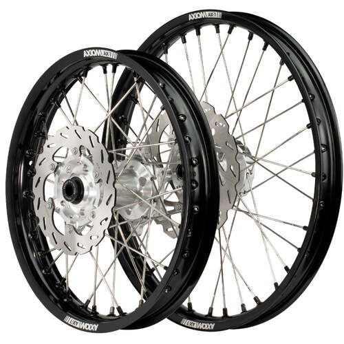 Husqvarna TC250 2014-2024 Axiom Wheel Set 21x1.6/19x2.15 Black Rims Silver Hubs SS Spokes inc Brake Discs