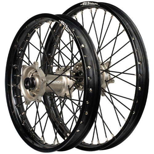 Kawasaki KX500 1989-1992 Envy/DID SNR Wheel Set 21/18 Black Rims Factory Hubs Black Spokes