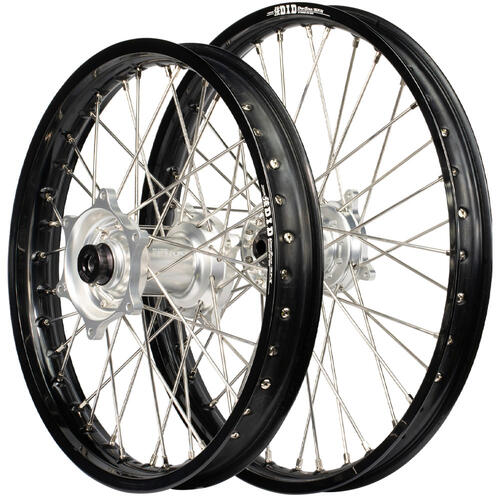 Kawasaki KX500 1989-1992 Envy/DID SNR Wheel Set 21/18 Black Rims Silver Hubs