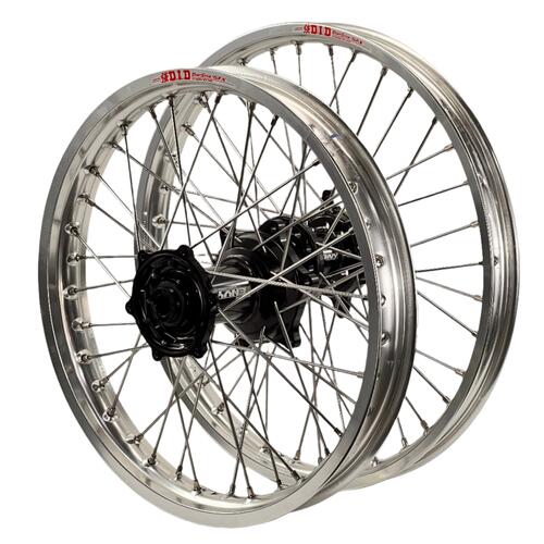Kawasaki KX500 1989-1992 Envy/DID Wheel Set 21/18*2.15 Silver Rims Black Hubs