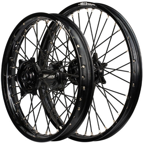 Kawasaki KX500 1993-2004 Envy/DID SNR Wheel Set 21/19 Black Rims Black Hubs Black Spokes