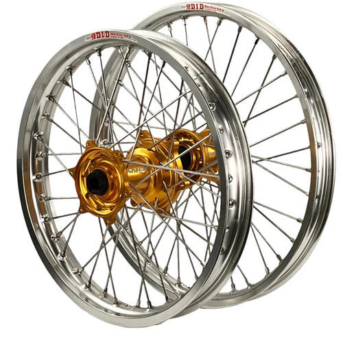 Honda XR600R 1986-1999 Envy/DID Complete Wheelset Silver Rims Gold Hubs 21"/18"