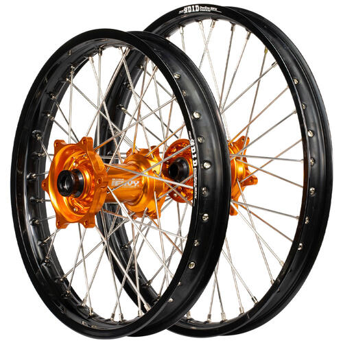 Husaberg FE650 E 2003-2012 Envy/DID SNR Wheel Set 21/18 Black Rims Orange Hubs