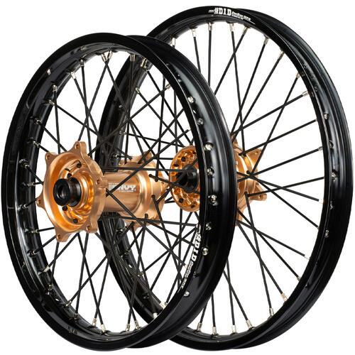 Beta RX 450 4T 2024-2025 Envy/DID Wheel Set 21/18 Black Rims Copper Hubs Black Spokes