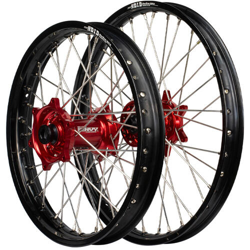 Beta RX 450 4T 2024-2025 Envy/DID Wheel Set Pair 21/19 Black Rims Red Hubs
