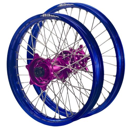 Kawasaki KX327 2027 Envy/DID Wheel Set Pair 21/19 Blue Rims Mag Hubs