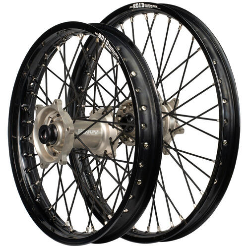 Kawasaki KX327 2027 Envy/DID SNR Wheel Set 21/19 Black Rims Factory Hubs Black Spokes