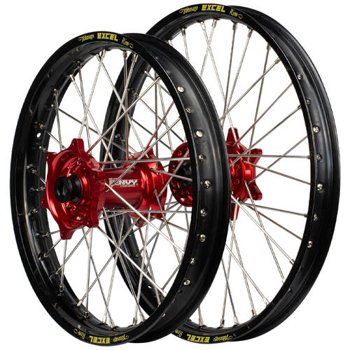 Husaberg FSC 450 2003-2012 Envy/Excel SNR Wheel Set 21/18 Black Rims Red Hubs