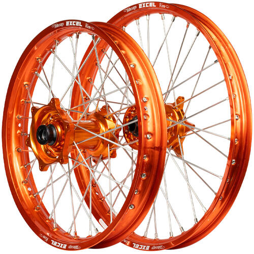 KTM 150 SX 2025-2025 Envy/Excel Wheel Set Pair 21/18 Orange Rims Orange Hubs