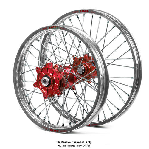 Honda CRF1000L Africa Twin 2016-2019 Wheel Set Silver Excel Rims / Red Haan Hubs 17x3.50 / 17x4.25 
