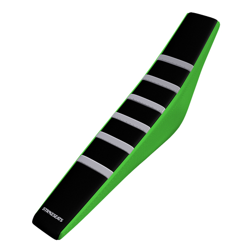 Kawasaki KX125 2003 Strike Gripper Ribbed Seat Cover White-Black-Green