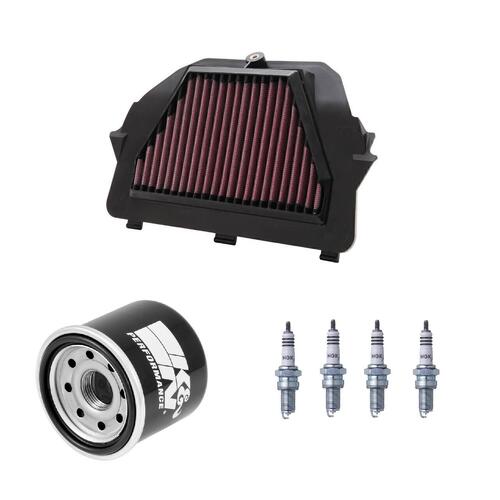 Yamaha YZF-R6 2008-2022 K&N x NGK Service Kit Air Oil Filter Spark Plugs