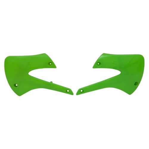 Kawasaki KX100 1998-2013 Rtech OE Green 1998-1999 & 2012-2013 Radiator Shrouds Pair