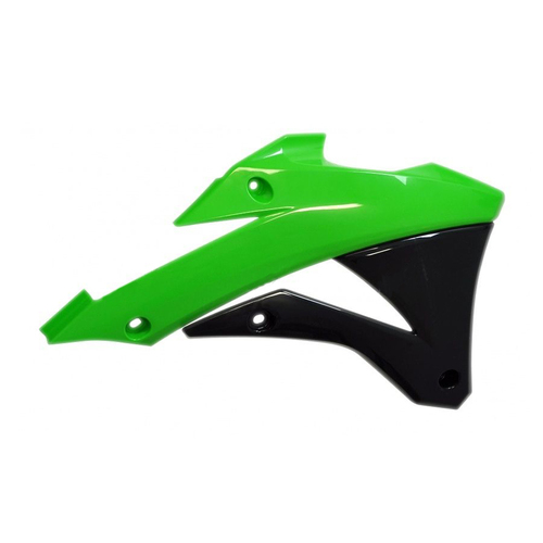 Kawasaki KX85 2014-2021 Rtech OE Green/Black Radiator Shrouds Pair