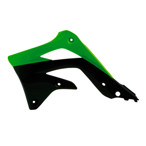 Kawasaki KX450F 2012-2015 Rtech OE Green/Black Radiator Shrouds Pair