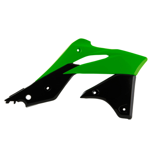 Kawasaki KX250F 2013-2016 Rtech OE Green/Black Radiator Shrouds Pair