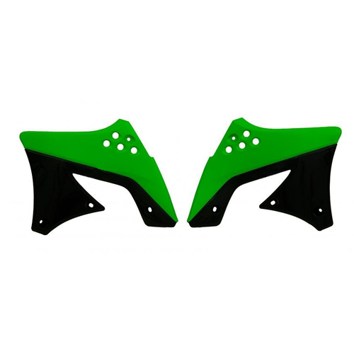 Kawasaki KX250F 2009-2012 Rtech OE Green/Black 2009 & 2012 Radiator Shrouds Pair
