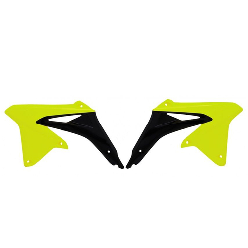 Suzuki RMX450Z 2010-2018 Rtech Neon Yellow/Black Radiator Shrouds Pair
