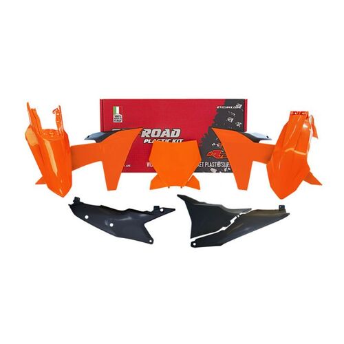 KTM 125 XC 2023-2024 Rtech Orange Black Plastics Kit Inc Fenders & Shrouds
