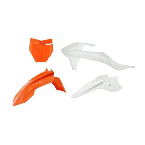 KTM SX-E 5 2020-2024 Rtech White Orange Plastics Kit Inc Fenders & Shrouds
