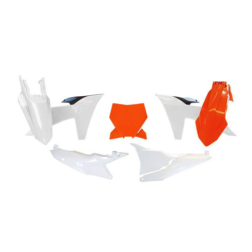 KTM 125 XC 2023-2024 Rtech White Orange OEM Plastics Kit Inc Fenders & Shrouds