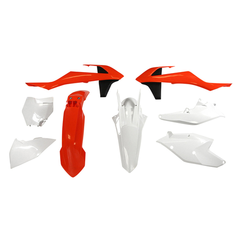 KTM 450 XC-F 2017 Rtech Orange White Plastics Kit Inc Fenders & Shrouds