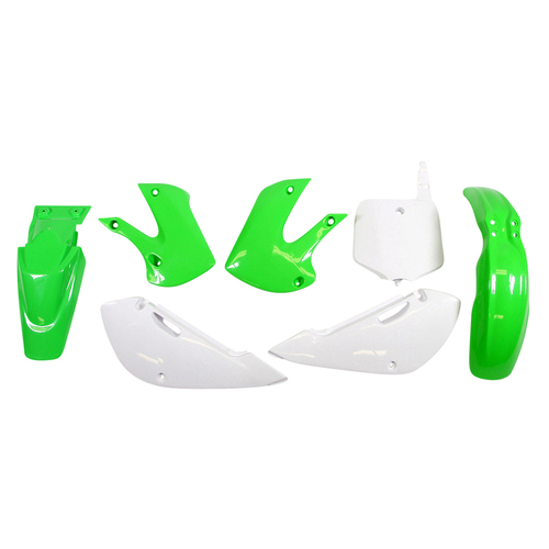 Kawasaki KX65 2020-2022 Rtech Green White Plastics Kit Inc Fenders & Shrouds