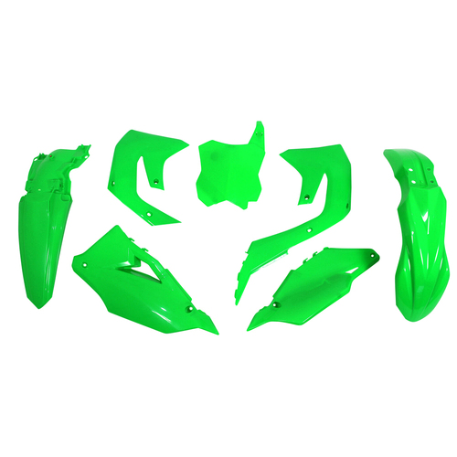 Kawasaki KX250X 2021-2024 Rtech Neon Green Plastics Kit Inc Fenders & Shrouds