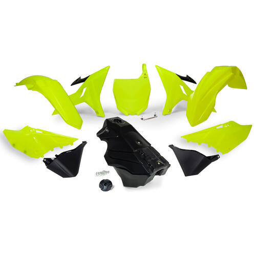 Yamaha YZ250 2002 Rtech Rtech Revolution Plastics Fuel Tank Kit Neon Yellow/Black