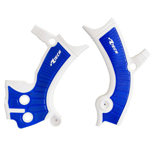 Yamaha WR450F 2019-2021 Rtech Frame Guards White Blue Plastic